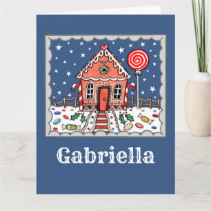 Personalized Christmas Gingerbread House  Card