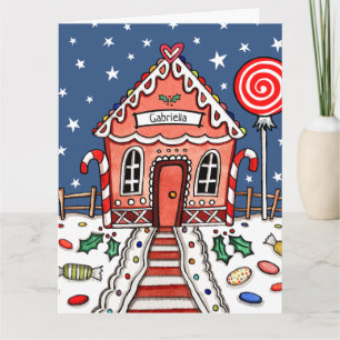 Personalized Christmas Gingerbread House  Card