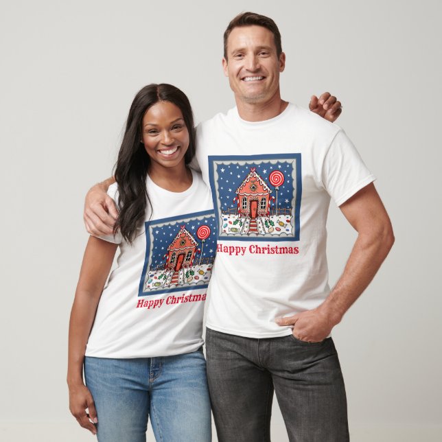 Personalized Christmas Gingerbread House T-Shirt (Unisex)