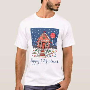 Personalized Christmas Gingerbread House T-Shirt