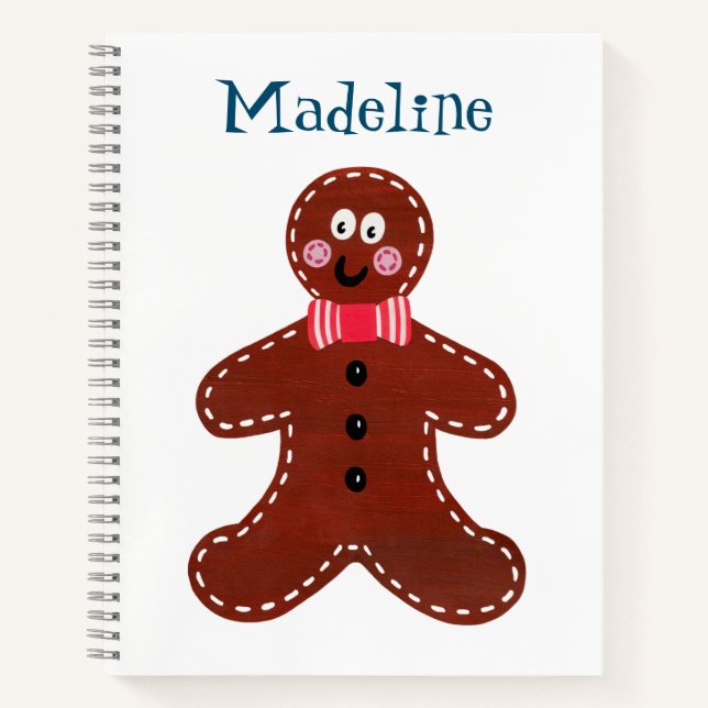Personalized Christmas Gingerbread Man Notebook (Front)