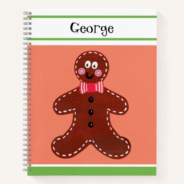Personalized Christmas Gingerbread Man Notebook (Front)