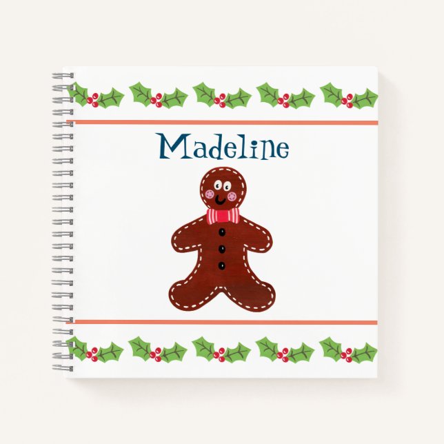 Personalized Christmas Gingerbread Man Notebook (Front)