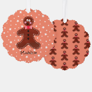 Personalized Christmas Gingerbread Man Tree Decoration Card