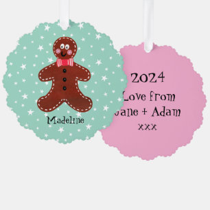 Personalized Christmas Gingerbread Man Tree Decoration Card