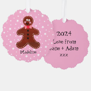 Personalized Christmas Gingerbread Man Tree Decoration Card