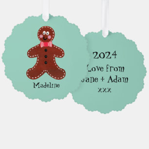 Personalized Christmas Gingerbread Man Tree Decoration Card
