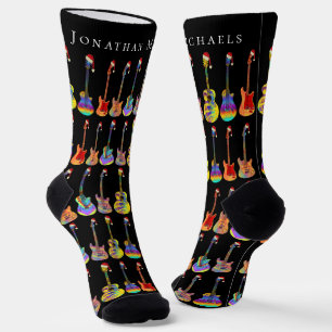 Personalized Christmas Guitars Music Holiday Socks
