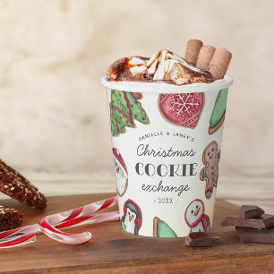 Personalized Christmas Holiday Cookie Swap Party Paper Cups