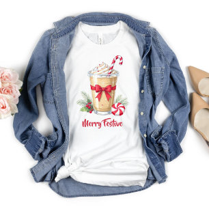 Personalized Christmas Holiday Iced Coffee Latte  T-Shirt