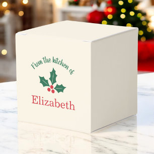 Personalized Christmas Holiday Kitchen Holly Berry Favour Box