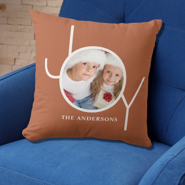 Personalized Christmas Holiday Terracotta Photo Cushion (Creator Uploaded)