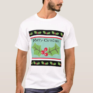 Personalized Christmas Holly & Berries T-Shirt