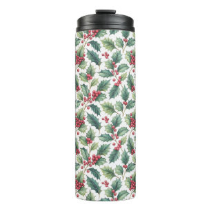 Personalized Christmas holly Thermal Tumbler