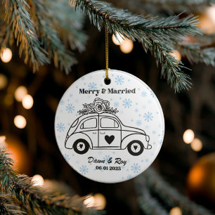 Personalized Christmas Married Ornament, Custom Ceramic Ornament