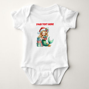 Personalized Christmas Mermaid Baby's Bodysuit