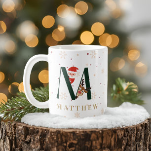 Personalized Christmas Monogram M Mug