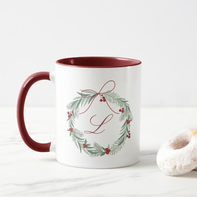 Personalized Christmas Monogram Mug (With Donut)