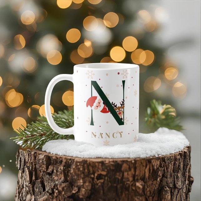 Personalized Christmas Monogram N Mug (Creator Uploaded)