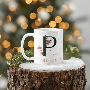 Personalized Christmas Monogram P Mug