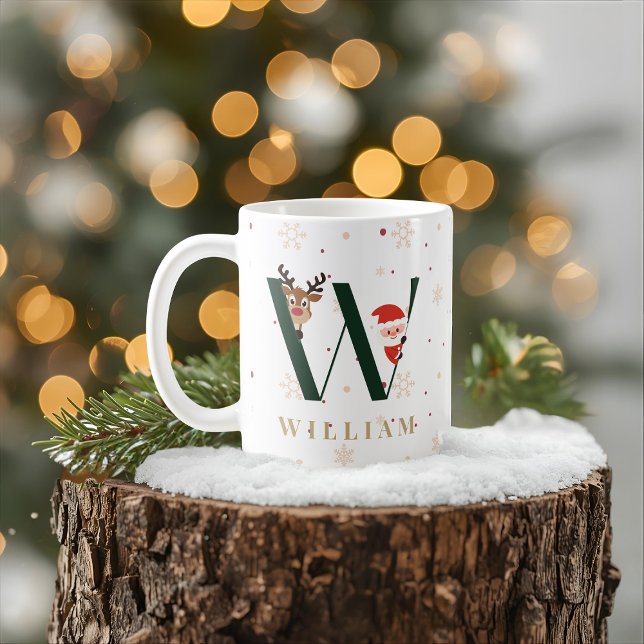 Personalized Christmas Monogram W Mug (Creator Uploaded)