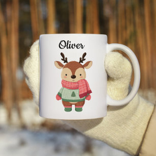 Personalized Christmas Mug With A Cute Reindeer