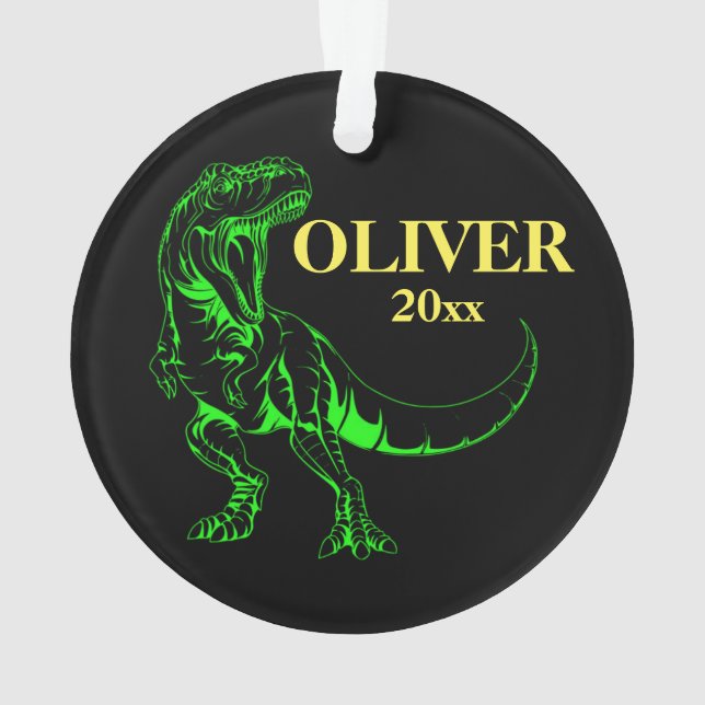 Personalized Christmas Ornament Dinosaur T-rex (Back)
