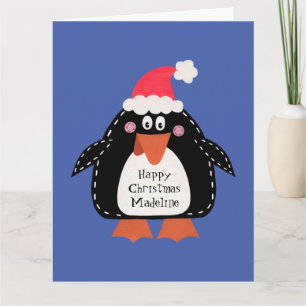 Personalized Christmas Penguin Card