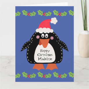 Personalized Christmas Penguin Card