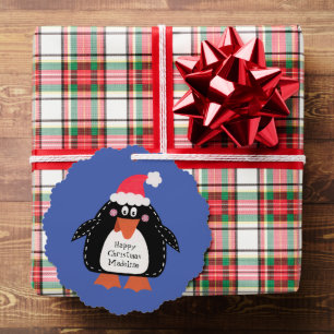 Personalized Christmas Penguin Tree Decoration Card