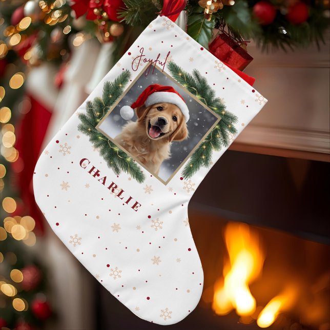 Personalized Christmas Pet Photo – Holiday Large Christmas Stocking (Creator Uploaded)