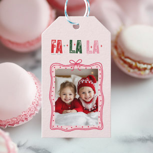 Personalized Christmas Photo Gift Tag Cute Pink