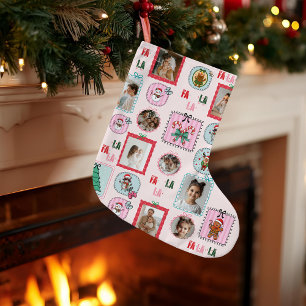 Personalized Christmas Photo Stocking   Cute Pink 