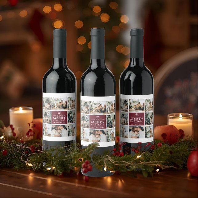 Personalized Christmas Photo  Wine Label (Creator Uploaded)
