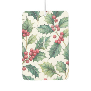 Personalized Christmas poinsettia holly Car Air Freshener