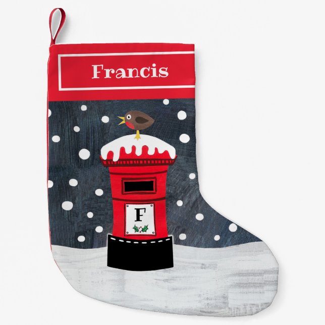 Personalized Christmas Post Box & Robin Stocking (Front)