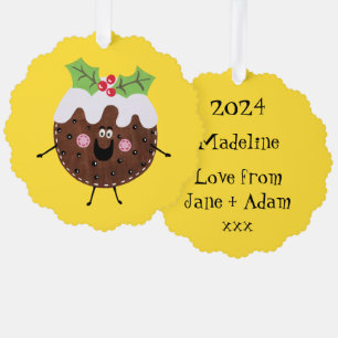 Personalized Christmas Pudding Tree Decoration Card