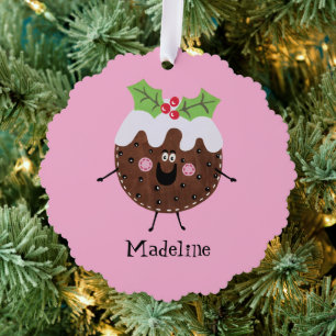 Personalized Christmas Pudding Tree Decoration Card
