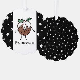 Personalized Christmas Pudding Tree Decoration Card
