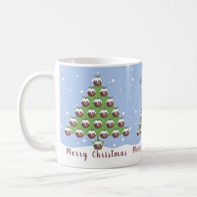 Personalized Christmas Pudding Tree Mug (Left)