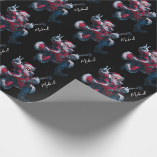 Personalized Christmas Santa Claus Guitar Player   Wrapping Paper