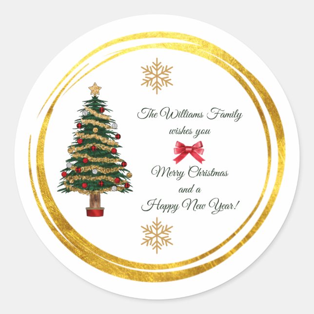 Personalized Christmas Sticker with Name & Wishes (Front)