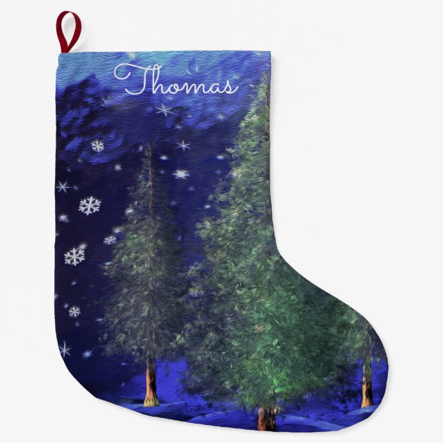 Personalized Christmas Stocking  Winter Forest (Front)