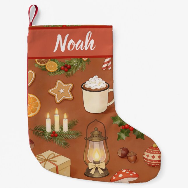 Personalized Christmas Stocking with Cozy Hot  (Front)