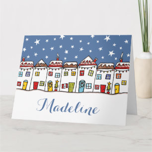 Personalized Christmas Street Snow Scene Card