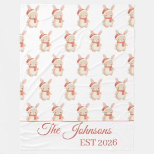 Personalized Christmas teddy  Fleece Blanket