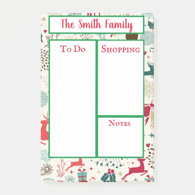 Personalized Christmas Theme Post-it Notes (Front)