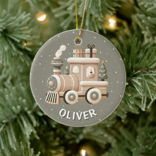 Personalized Christmas Train for Kids  Ceramic Ornament