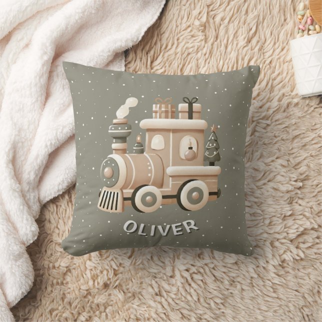 Personalized Christmas Train for Kids  Cushion (Blanket)