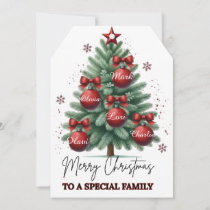Personalized Christmas Tree Custom Family Names Thank You Card
